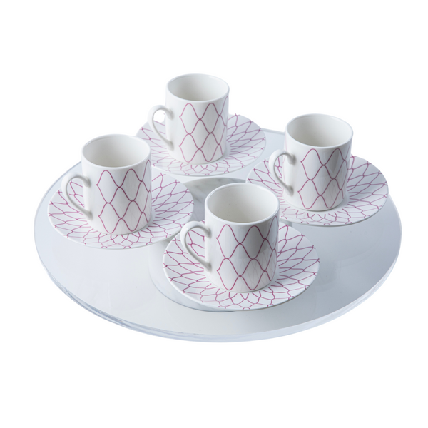 Lined Porcelain Tea Cup Set