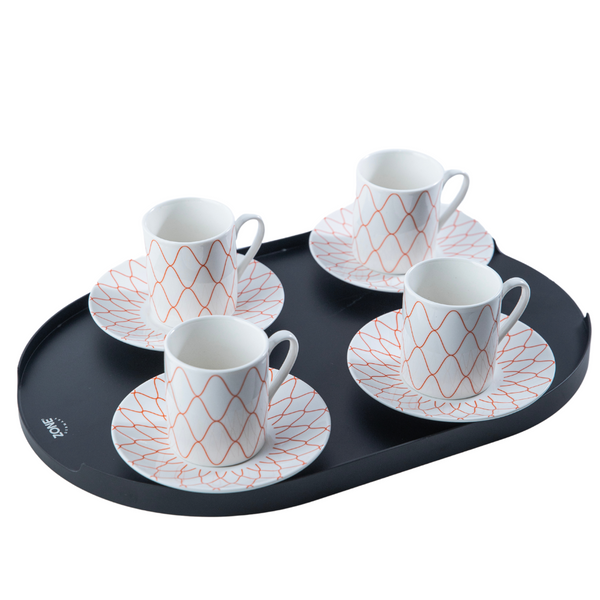 Lined Porcelain Tea Cup Set