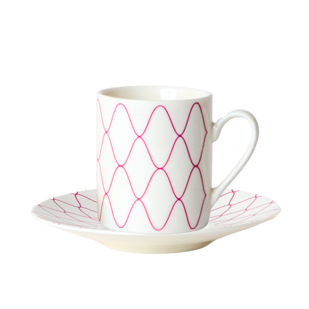 Lined Porcelain Tea Cup Set