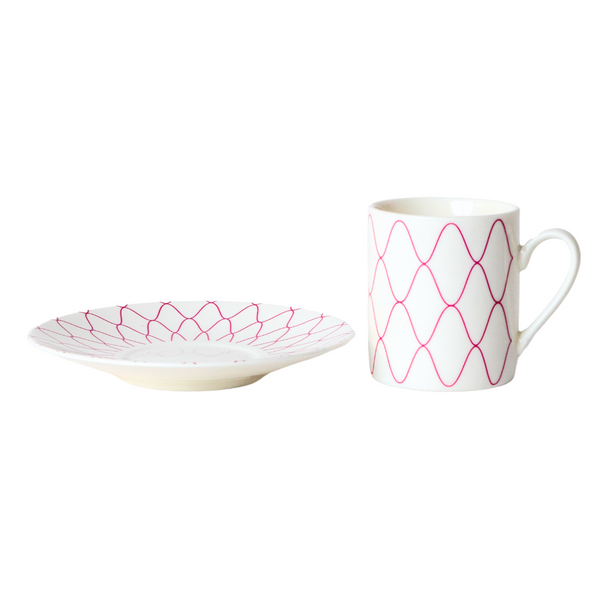 Lined Porcelain Tea Cup Set