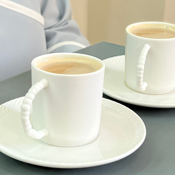 Beaded Porcelain Tea Cup & Saucer