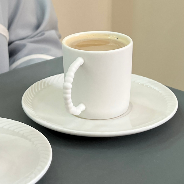 Beaded Porcelain Tea Cup & Saucer